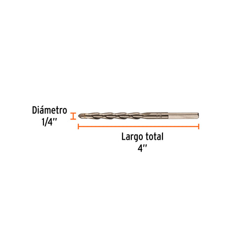 Broca para concreto de 1/4 x 4', Truper | BCT-1/4X4 | 11203
