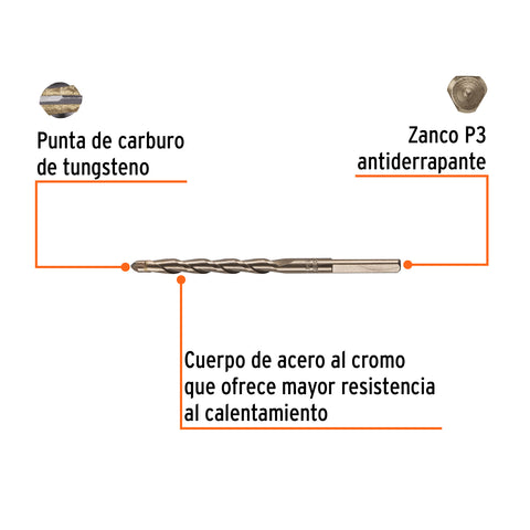 Broca para concreto de 1/4 x 4', Truper | BCT-1/4X4 | 11203