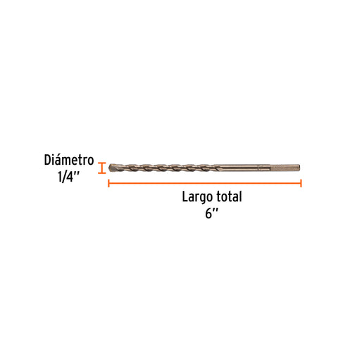Broca para concreto de 1/4 x 6', Truper | BCT-1/4X6 | 11206