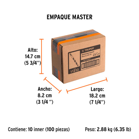 Broca para concreto de 5/16 x 4', Truper | BCT-5/16X4 | 11212