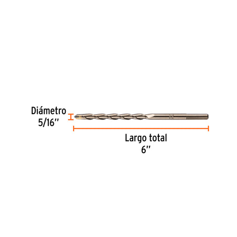 Broca para concreto de 5/16 x 6', Truper | BCT-5/16X6 | 11215