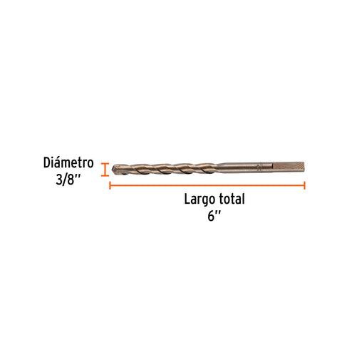 Broca para concreto de 3/8 x 6', Truper | BCT-3/8X6 | 11224