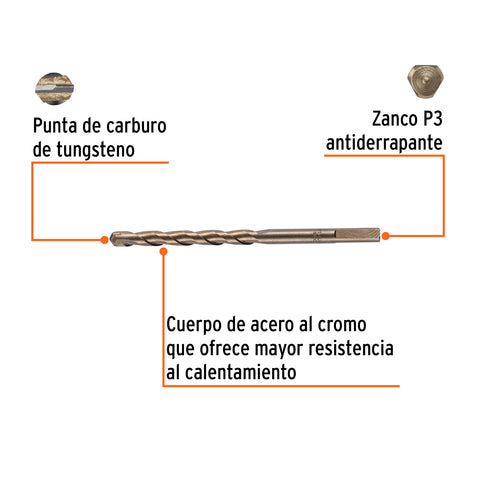 Broca para concreto de 3/8 x 6', Truper | BCT-3/8X6 | 11224