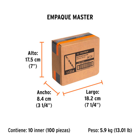 Broca para concreto de 3/8 x 6', Truper | BCT-3/8X6 | 11224