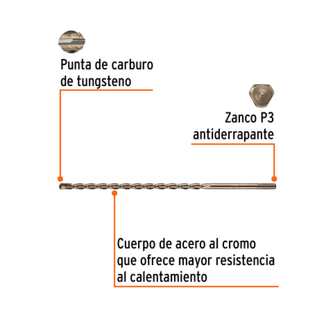 Broca para concreto de 3/8 x 12', Truper | BCT-3/8X12 | 11227