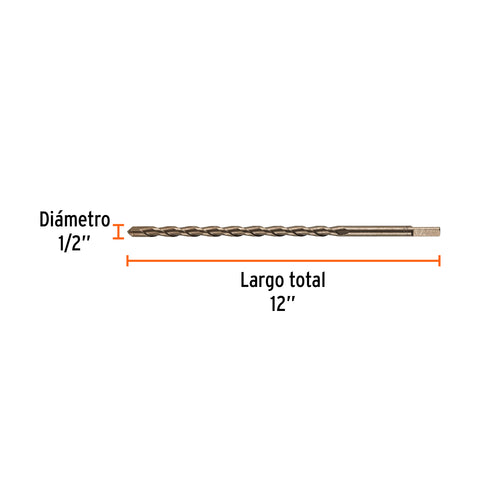Broca para concreto de 1/2 x 12', Truper | BCT-1/2X12 | 11233