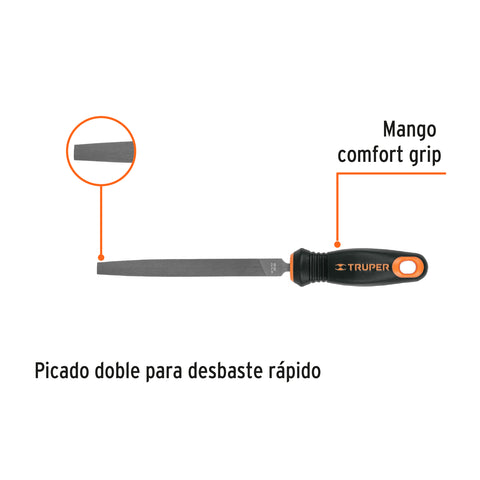 Lima plana muza 6' con mango doble inyección, TRUPER | LPM-6T | 11238