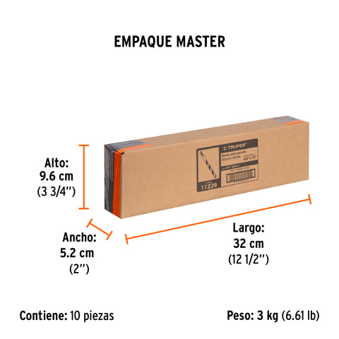 Broca para concreto de 5/8 x 12', Truper | BCT-5/8X12 | 11239