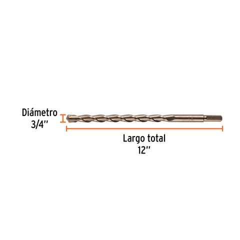 Broca para concreto de 3/4 x 12', Truper | BCT-3/4X12 | 11245