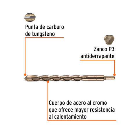 Broca para concreto de 1 x 12', Truper | BCT-1X12 | 11257