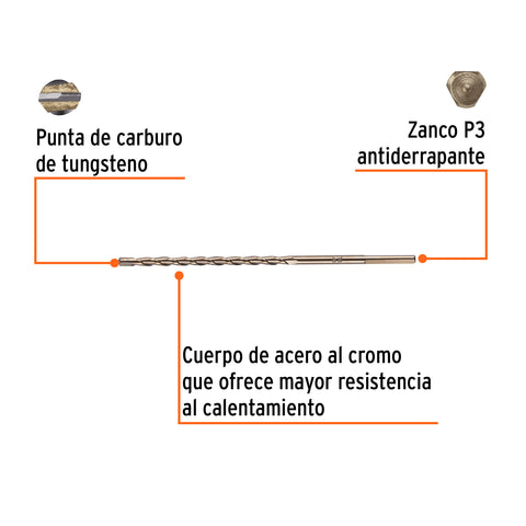 Broca para concreto de 3/16 x 6', Truper | BCT-3/16X6 | 11258