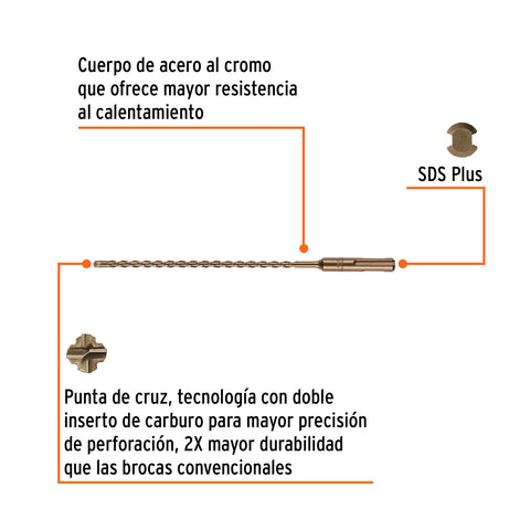 Broca SDS Plus 3/16 x 8', Truper | BS-3/16X8 | 11261