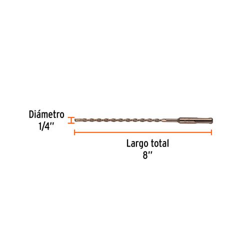Broca SDS Plus 1/4 x 8', Truper | BS-1/4X8 | 11265