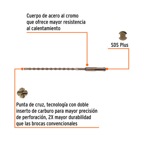 Broca SDS Plus 1/4 x 8', Truper | BS-1/4X8 | 11265