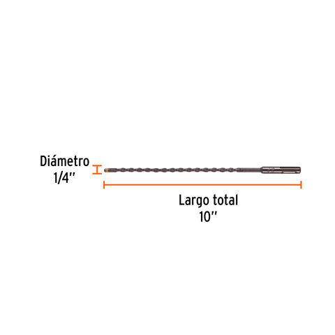 Broca SDS Plus 1/4 x 10', Truper | BS-1/4X10 | 11266