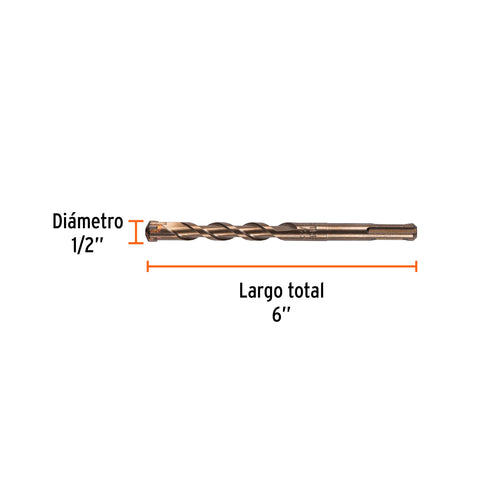 Broca SDS Plus 1/2 x 6', Truper | BS-1/2X6 | 11279