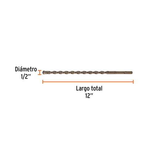 Broca SDS Plus 1/2 x 12', Truper | BS-1/2X12 | 11281