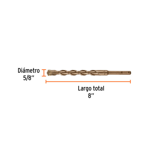 Broca SDS Plus 5/8 x 8', Truper | BS-5/8X8 | 11284