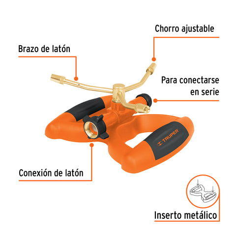 Aspersor metálico de 3 brazos con base plástica, TRUPER | ASP-B3 | 11298