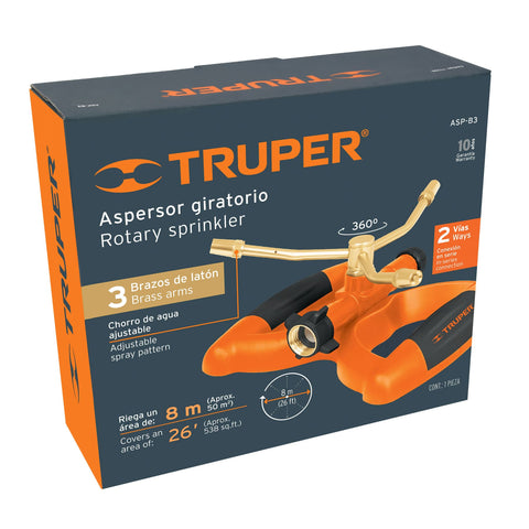 Aspersor metálico de 3 brazos con base plástica, TRUPER | ASP-B3 | 11298