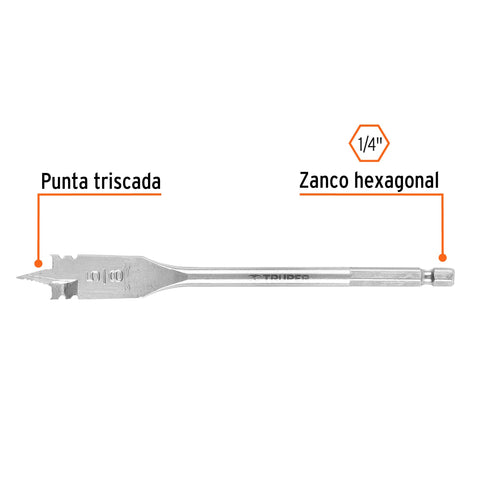 Broca plana de manita 5/8' para madera, Truper | BPT-5/8 | 11375