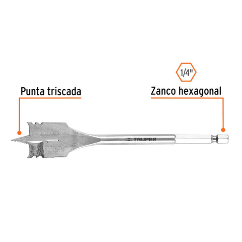 Broca plana de manita 1' para madera, Truper | BPT-1 | 11384