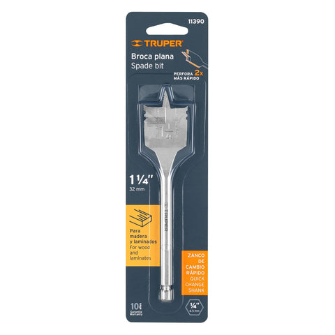 Broca plana de manita 1-1/4' para madera, Truper | BPT-1-1/4 | 11390