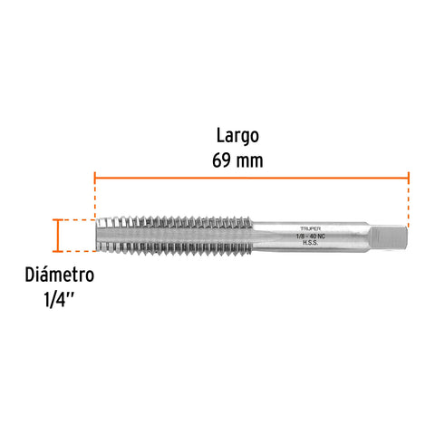 Machuelo semicónico 1/8' x 40 cuerda gruesa, Truper | MT-1/8X40 | 11415