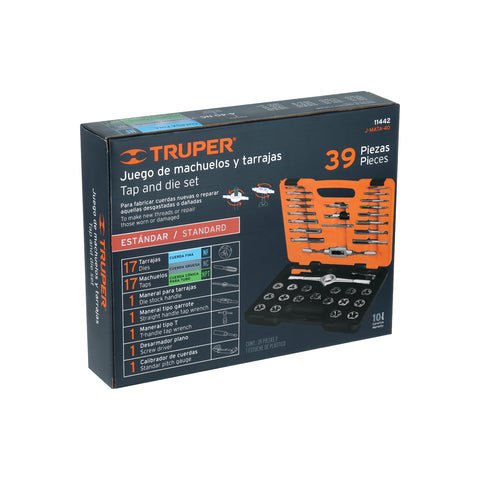 Juego de 40 piezas de machuelos y tarrajas, Truper | J-MATA-40 | 11442