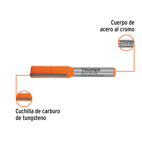 Broca para router, recta 2 filos, 3/8', Truper | BROU-R2-3/8 | 11455