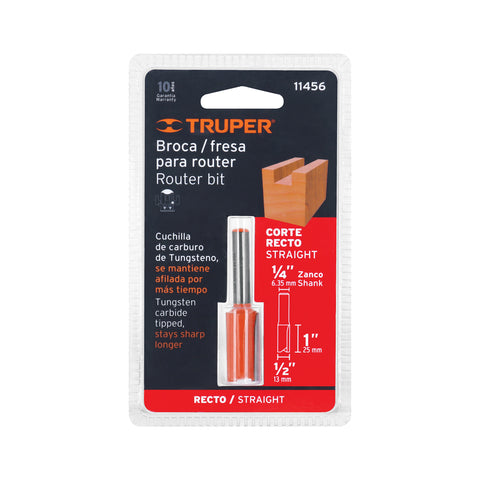 Broca para router, recta 2 filos, 1/2', Truper | BROU-R2-1/2 | 11456