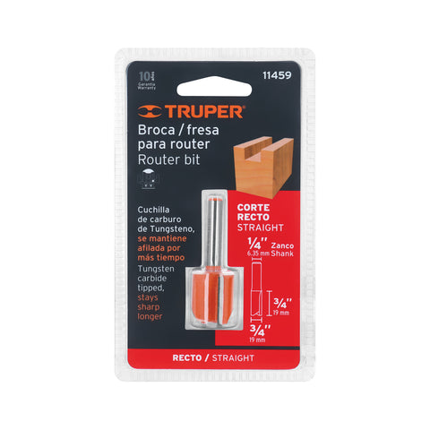 Broca para router, recta 2 filos, 3/4', Truper | BROU-R2-3/4 | 11459