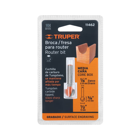 Broca para router, media caña, 1/2', Truper | BROU-MC1/2 | 11462