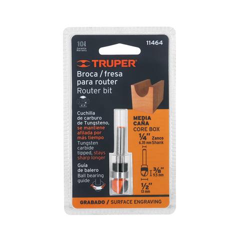 Broca para router, media caña, 1/2' con balero, Truper | BROU-MC1/2X | 11464