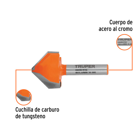 Broca para router, corte en 'V', 7/8', Truper | BROU-V7/8 | 11467