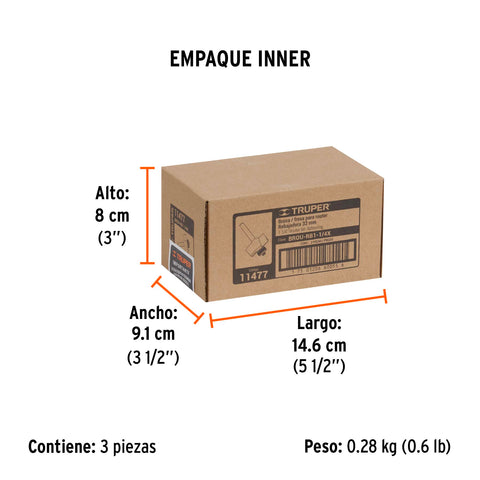 Broca para router, rebajado, 1-1/4' con balero, Truper | BROU-RB1-1/4X | 11477