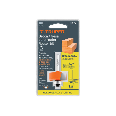 Broca para router, rebajado, 1-1/4' con balero, Truper | BROU-RB1-1/4X | 11477