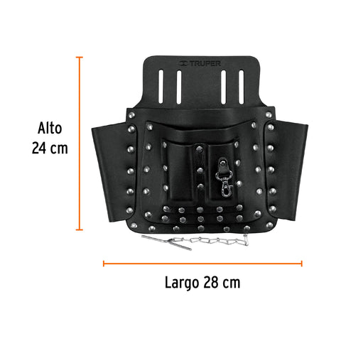 Porta herramientas de cuero con 8 compartimentos, Truper | POHE-8CU | 11511