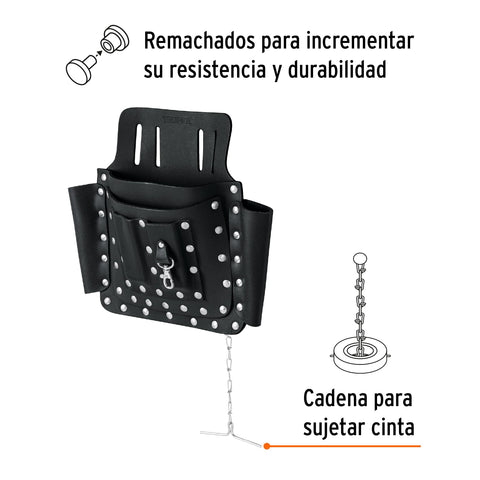 Porta herramientas de cuero con 8 compartimentos, Truper | POHE-8CU | 11511