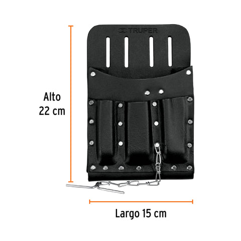 Porta herramientas de cuero con 11 compartimentos, Truper | POHE-11CU | 11514