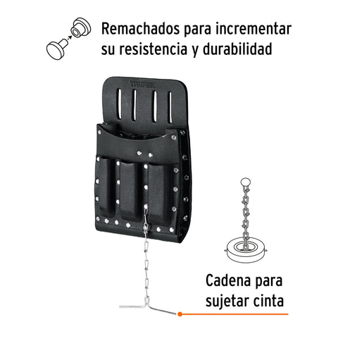 Porta herramientas de cuero con 11 compartimentos, Truper | POHE-11CU | 11514