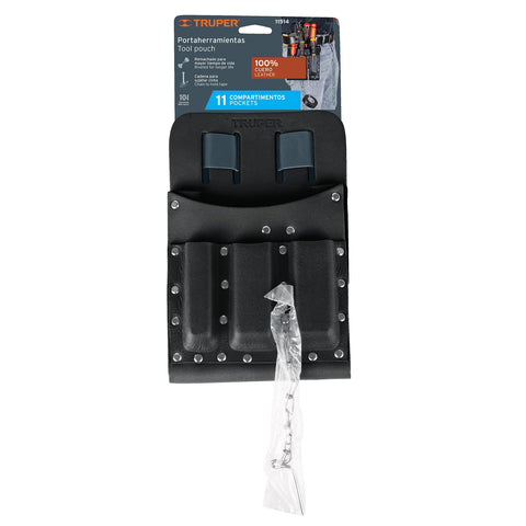 Porta herramientas de cuero con 11 compartimentos, Truper | POHE-11CU | 11514