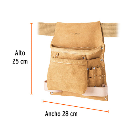 Porta herramientas de carnaza con 10 compartimentos, Truper | POHE-10C | 11533