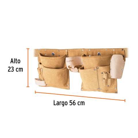 Porta herramientas de carnaza con 13 compartimentos, Truper | POHE-13C | 11537