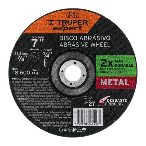 Disco Tipo 27 de 7' x 6.4 mm desbaste de metal, Expert | ABT-222 | 11545