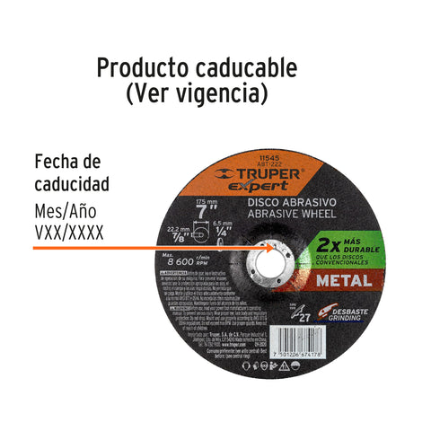 Disco Tipo 27 de 7' x 6.4 mm desbaste de metal, Expert | ABT-222 | 11545