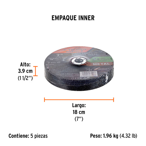 Disco Tipo 27 de 7' x 6.4 mm desbaste de metal, Expert | ABT-222 | 11545