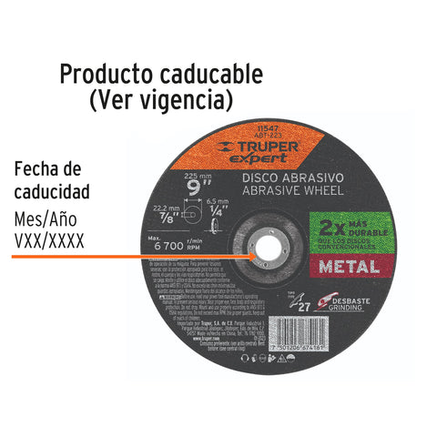 Disco Tipo 27 de 9' x 6.4 mm desbaste de metal, Expert | ABT-223 | 11547