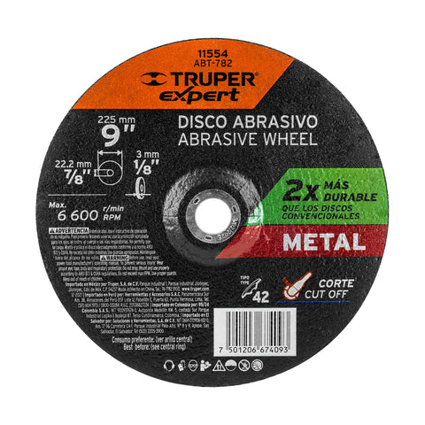Disco Tipo 42 de 9' x 3.2 mm corte metal, Truper Expert | ABT-782 | 11554