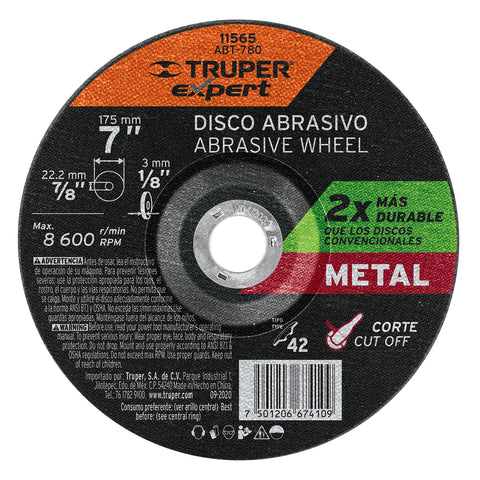 Disco Tipo 42 de 7' x 3.2 mm corte metal, Truper Expert | ABT-780 | 11565